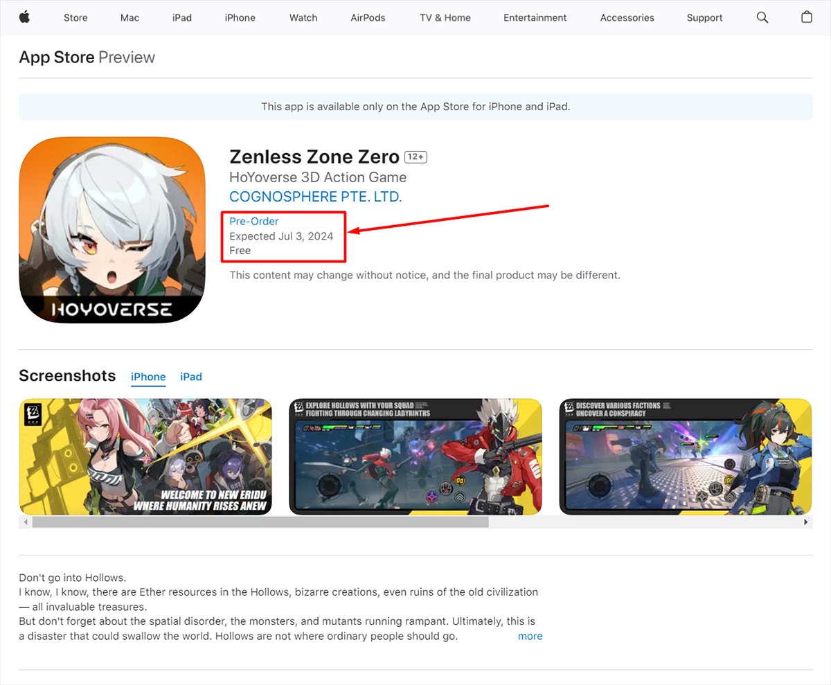 Zenless Zone Zero bị lộ ngày phát hành trên Apple Store?