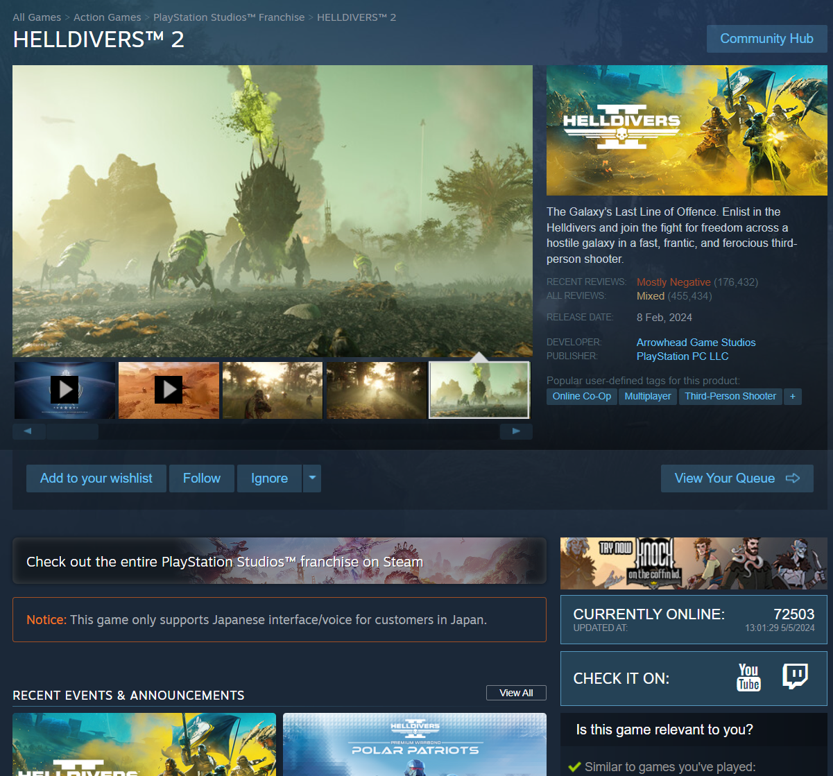 Helldivers 2 chính thức không thể mua được trên Steam tại Việt Nam
