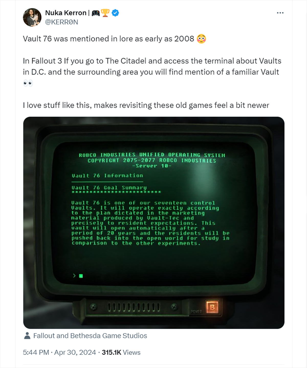 Fallout 76 đã được đề cập trong bối cảnh nền từ rất lâu trước khi được làm thành game