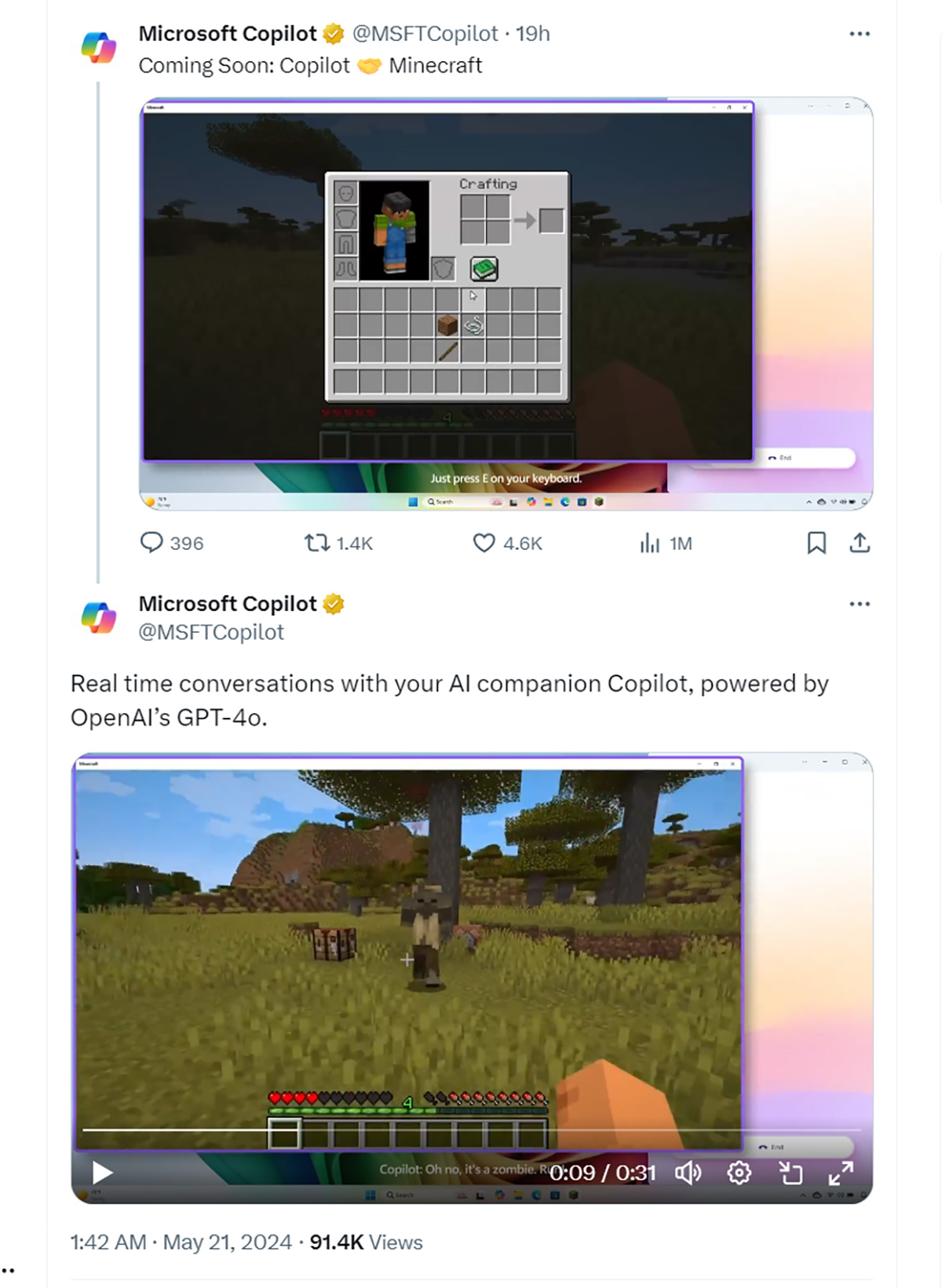 Microsoft sẽ nhúng AI Copilot vào Minecraft để hỗ trợ theo thời gian thực