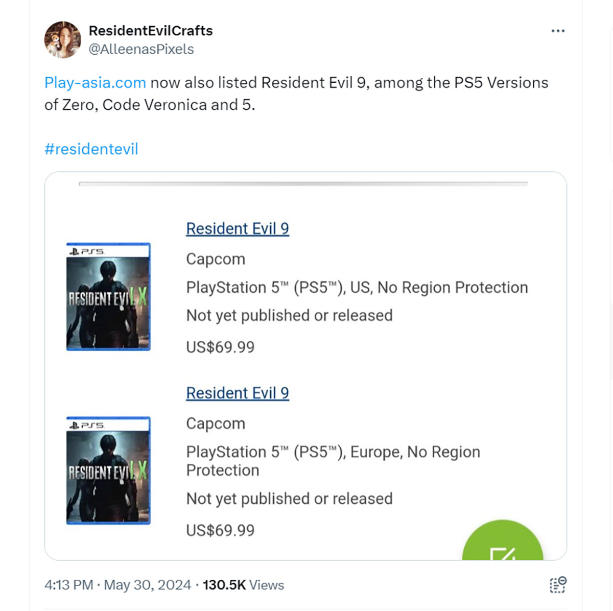 Resident Evil 9 bất ngờ bị lộ cùng với bản PS5 của Code Veronica, Resident Evil 0, Resident Evil 5