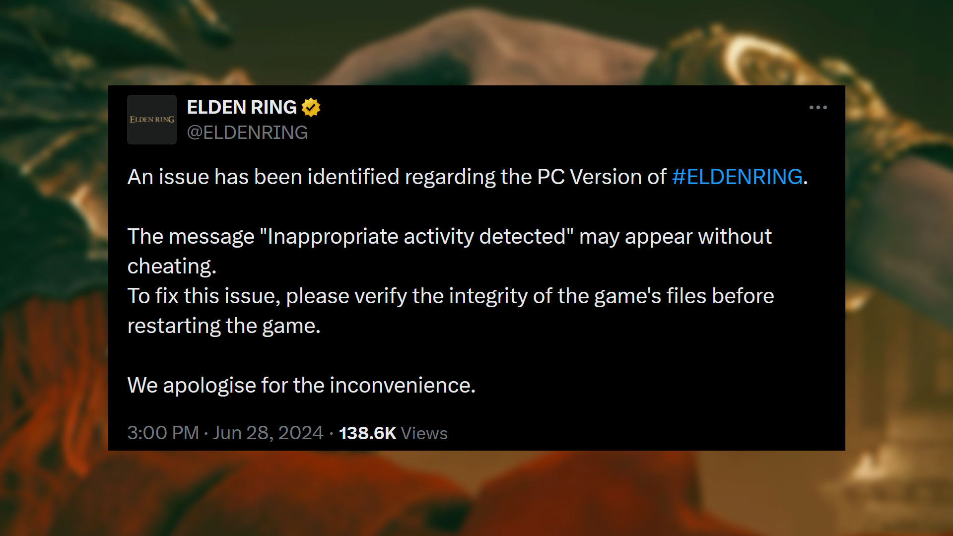 Game thủ Elden Ring đang bị phạt oan uổng vì nghi sử dụng hack