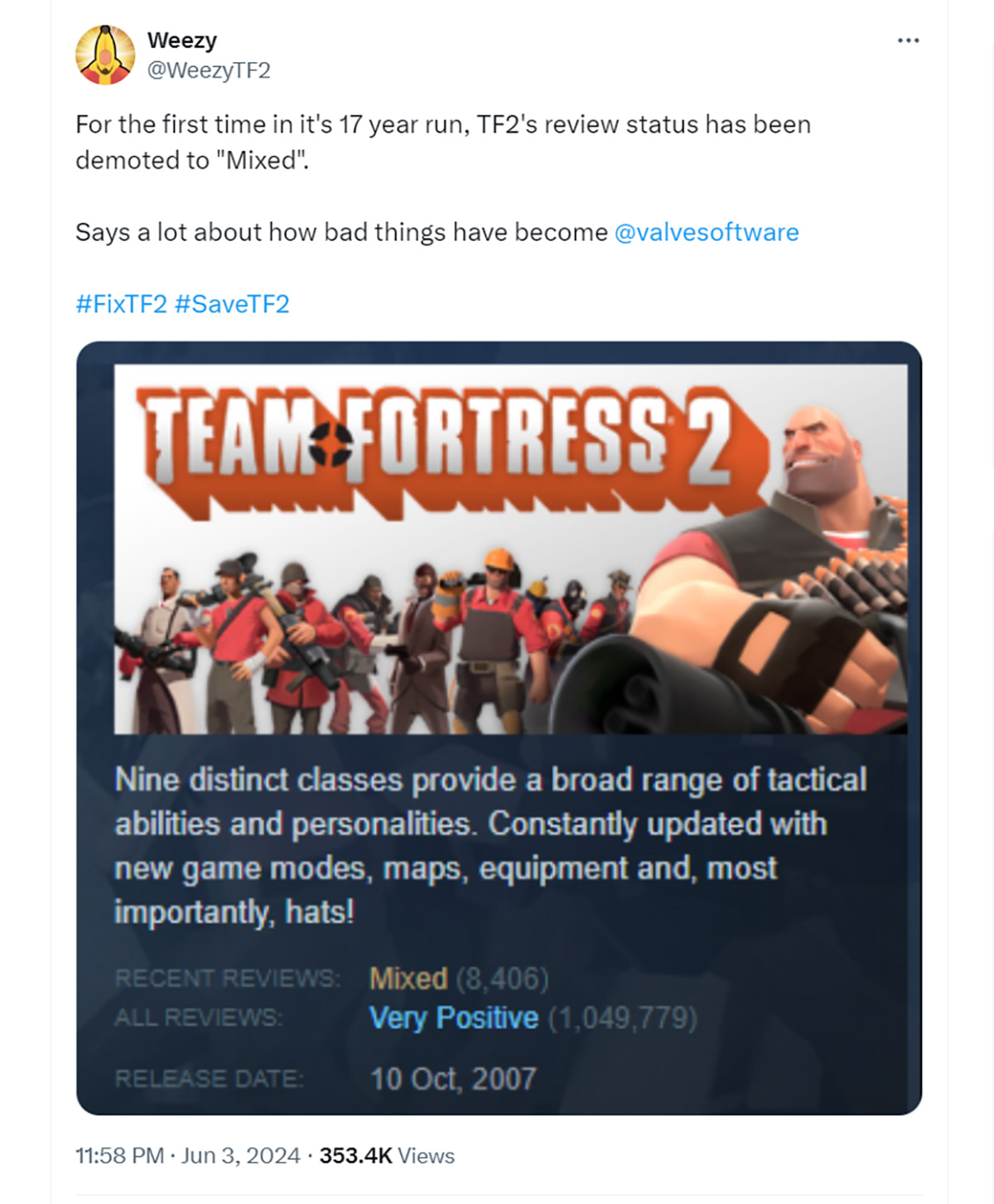 Bất lực với nạn gian lận, người chơi đành “bom review” Team Fortress 2