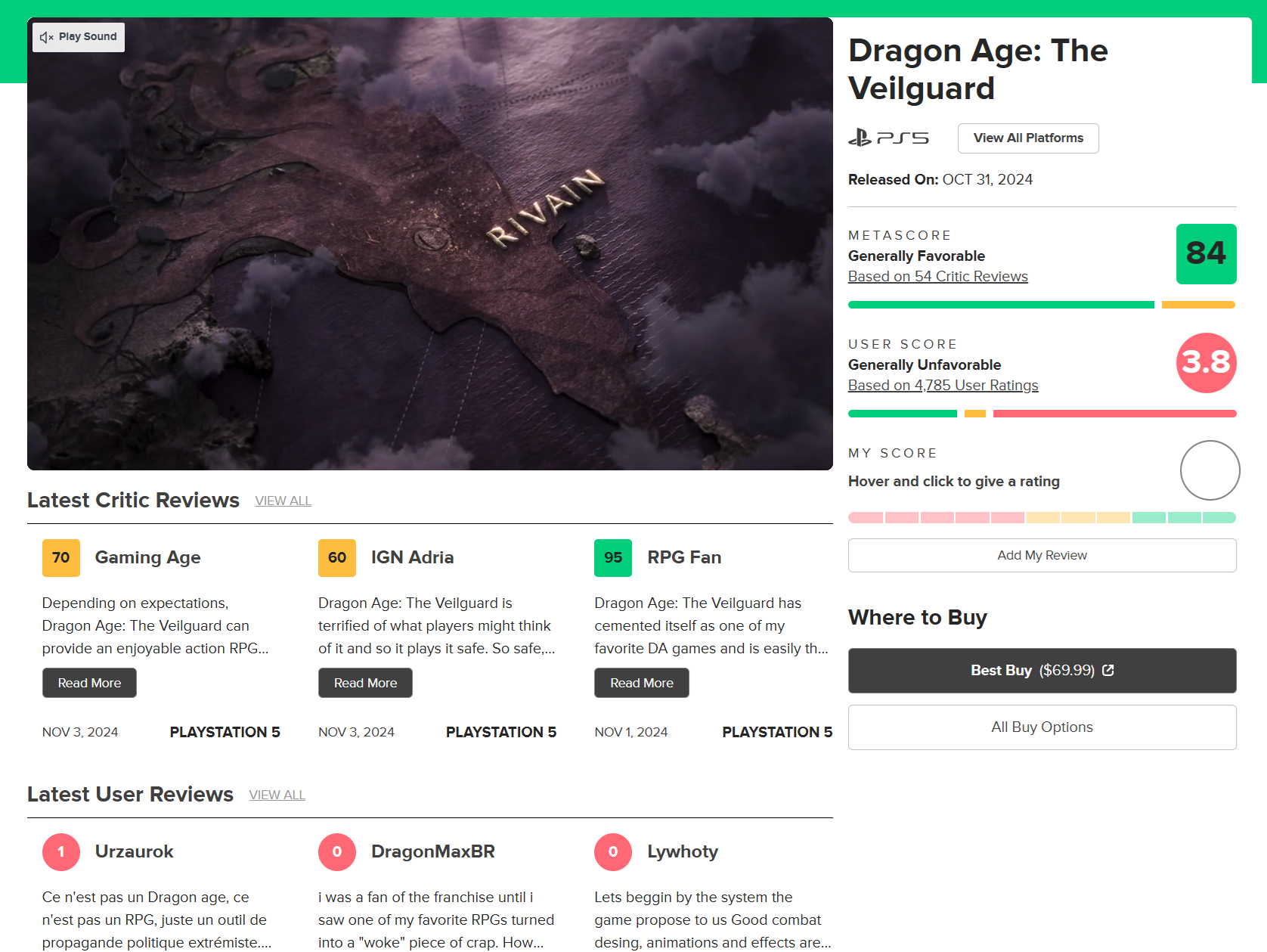 Metacritic lên tiếng về việc Dragon Age: The Veilguard ồ ạt bị đánh giá tiêu cực