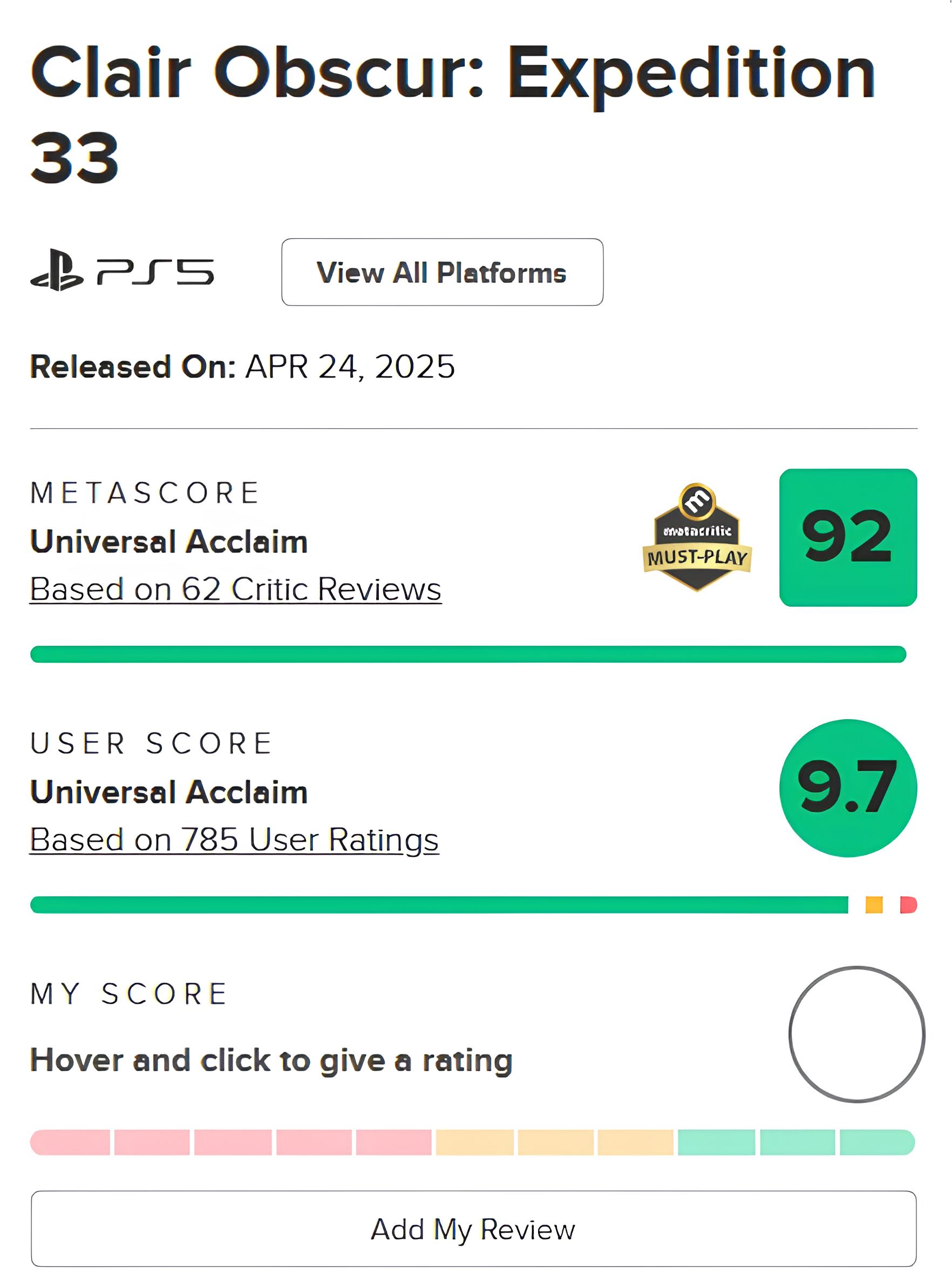Game thủ Metacritic chấm điểm Clair Obscur: Expedition 33 cực cao, gần mức hoàn hảo - Gamelade